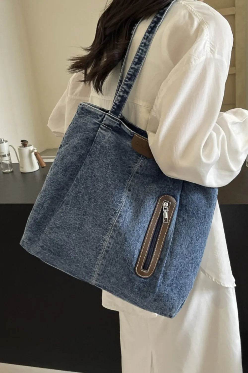 Medium Denim Tote Bag - Tredona LLC