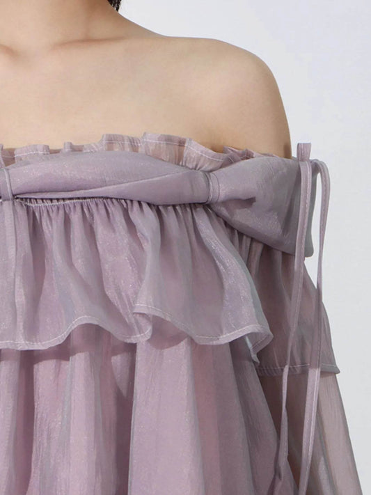 Ruffled Off-Shoulder Flounce Sleeve Blouse - Tredona LLC