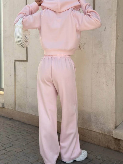 Zip Up Drawstring Hoodie and Pants Set - Tredona LLC