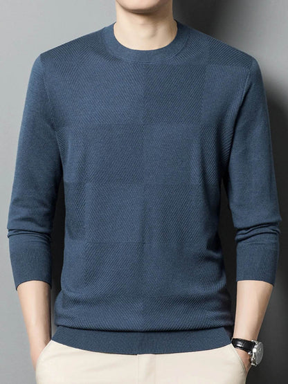 Men's Plus Size Round Neck Long Sleeve Sweater - Tredona LLC