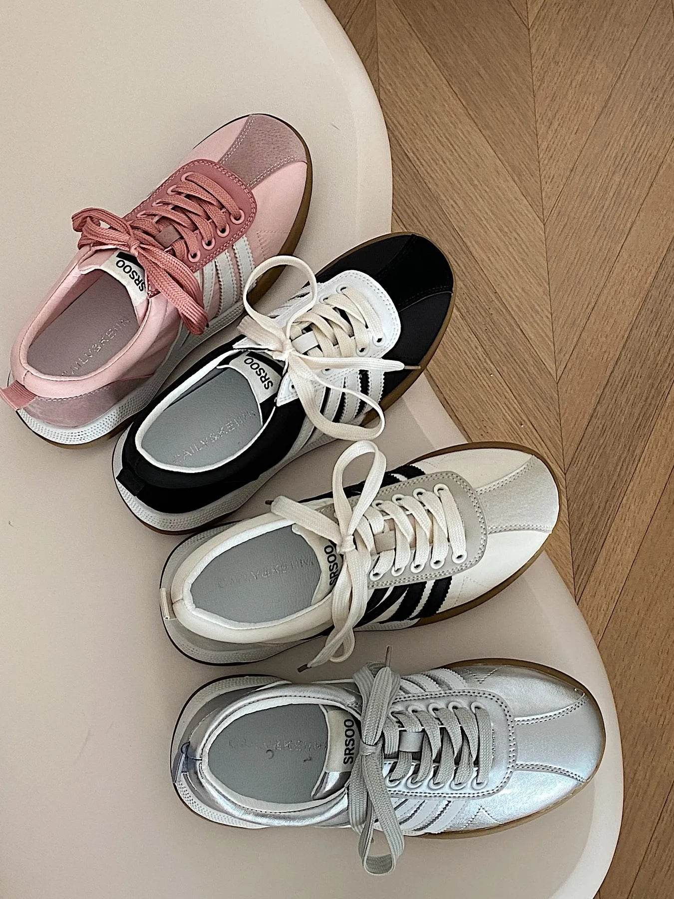 Striped Lace Up Sneakers - Tredona LLC