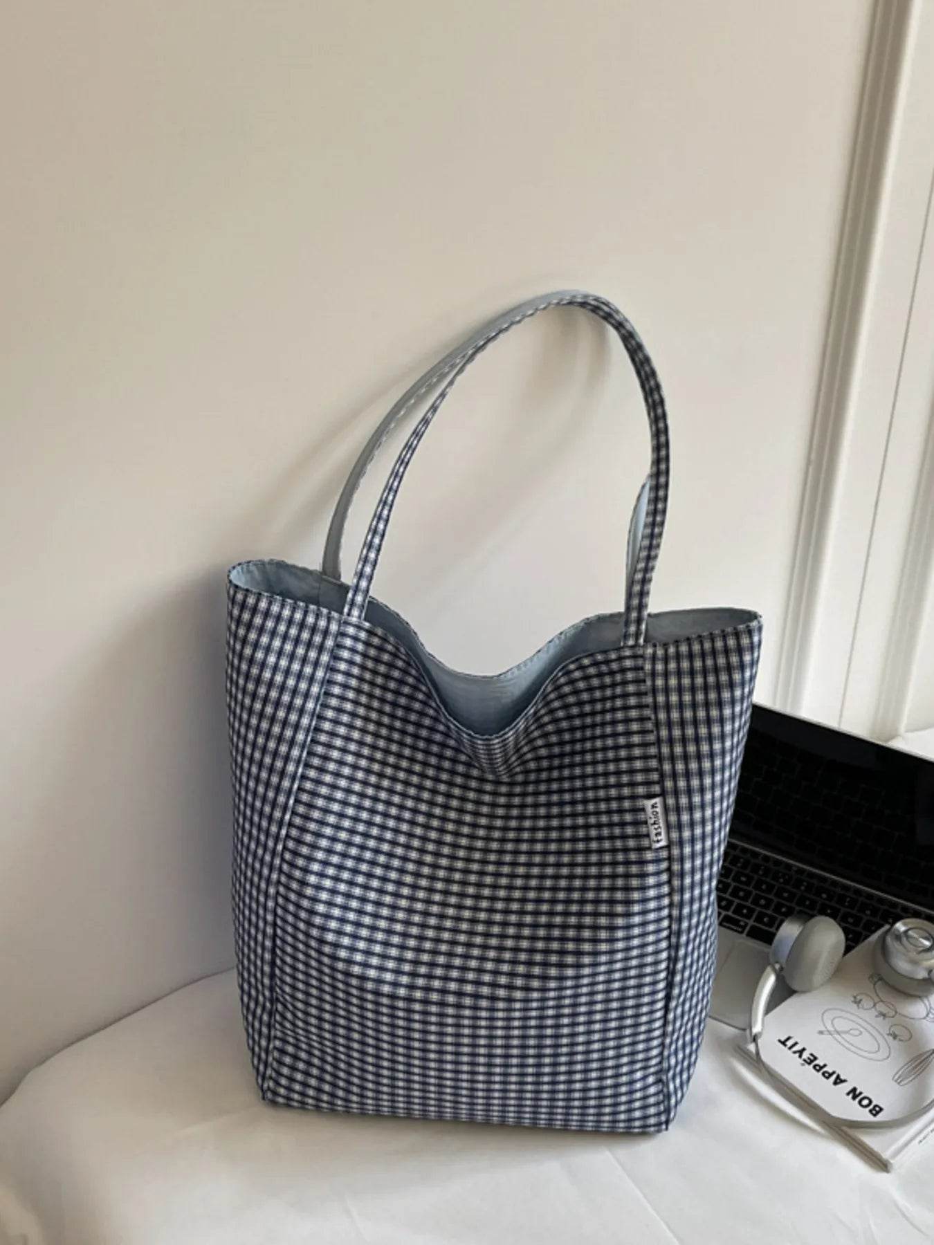Plaid Pattern Tote Bag - Tredona LLC