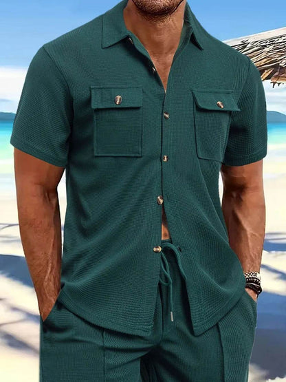 Men's Full Size Button Down Short Sleeve Shirt Plus Size - Tredona LLC