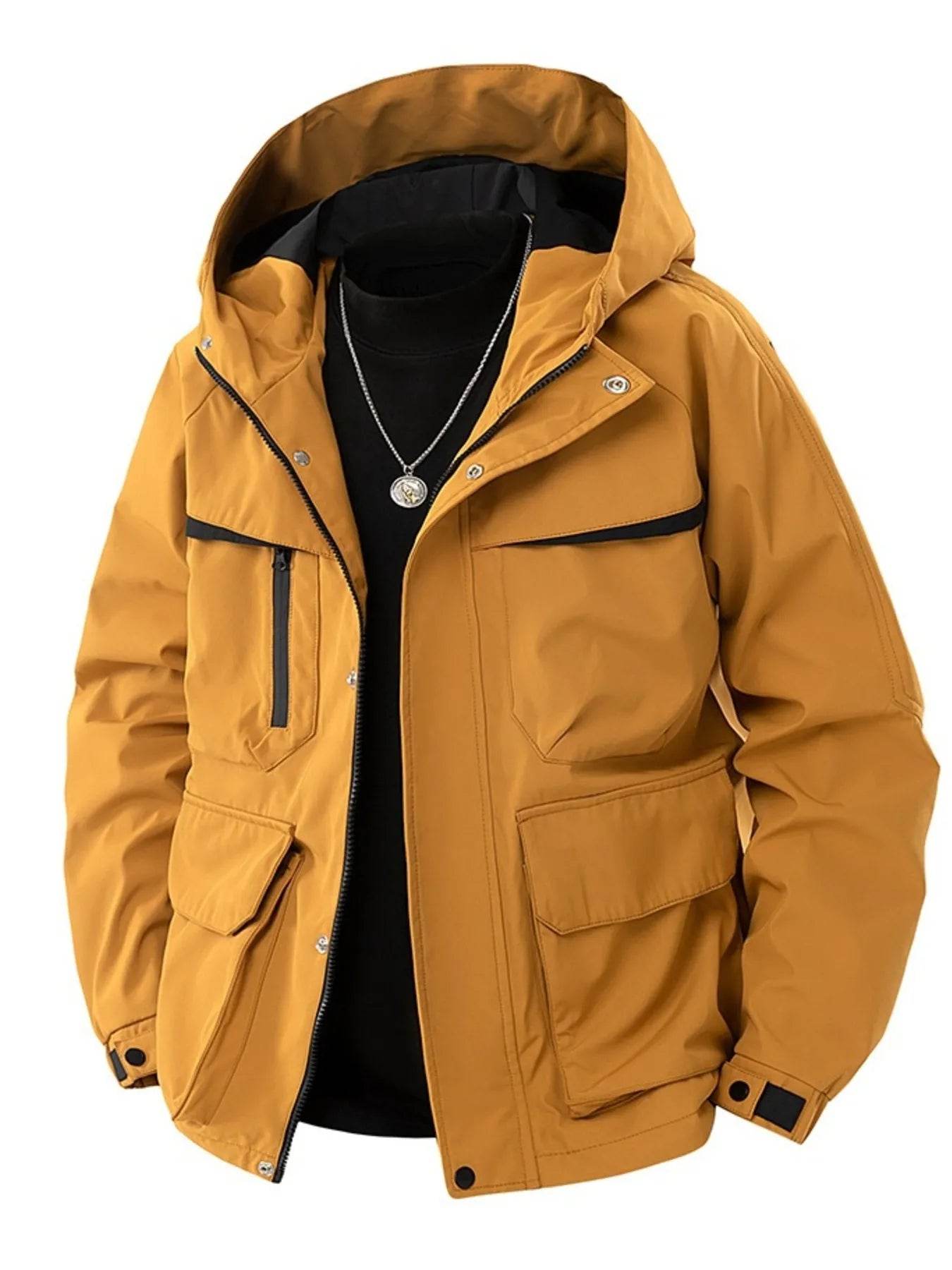 Men's Full Size Zip Up Long Sleeve Hooded Jacket Plus Size - Tredona LLC