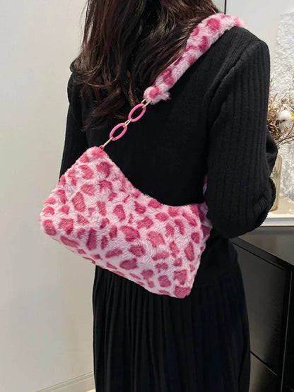 Leopard Fluff Shoulder Bag - Tredona LLC