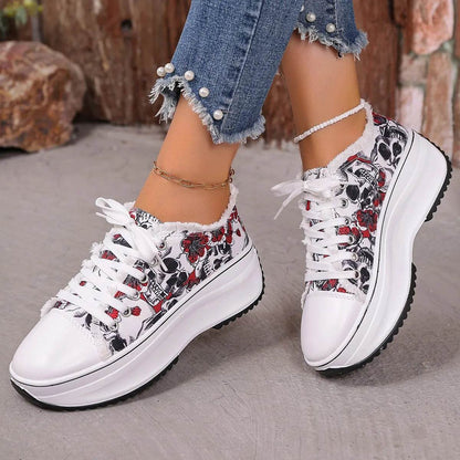 Printed Lace Up Platform Sneakers - Tredona LLC