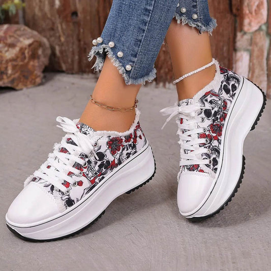 Printed Lace Up Platform Sneakers - Tredona LLC