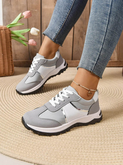 Contrast Lace Up Sneakers - Tredona LLC