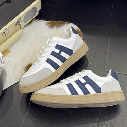 Contrast Round Toe Platform Sneakers - Tredona LLC