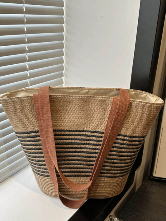Striped Woven Tote Bag - Tredona LLC
