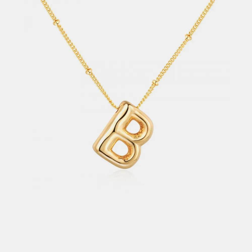 Gold-Plated Bubble Initial Necklace - Tredona LLC