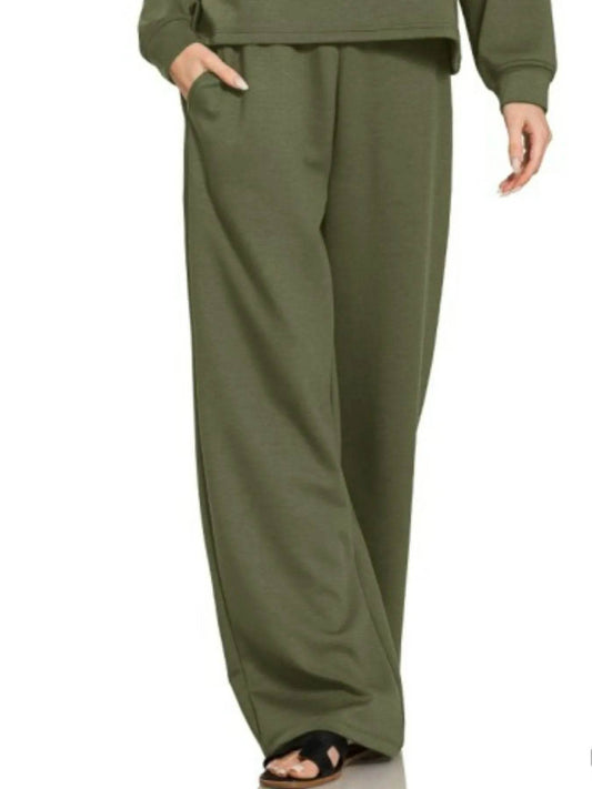 Zenana Scuba Crewneck Sweatshirt and Pants Set - Tredona LLC