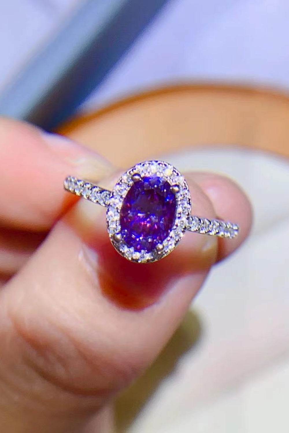 925 Sterling Silver 1 Carat Purple Moissanite Ring - Tredona LLC
