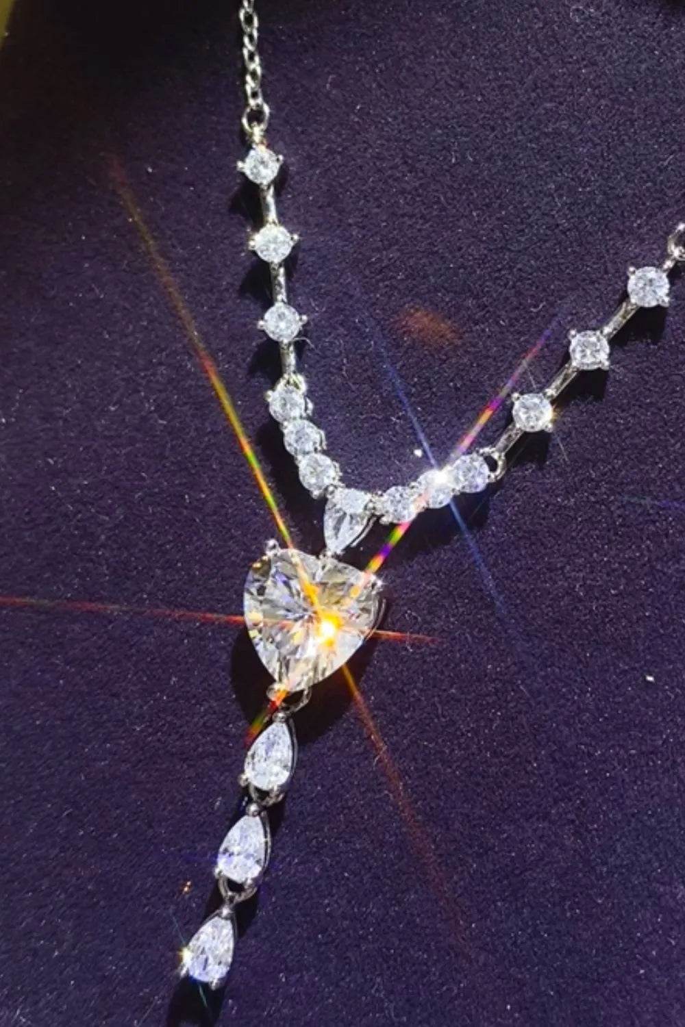 3 Carat Moissanite 925 Sterling Silver Drop Necklace - Tredona LLC