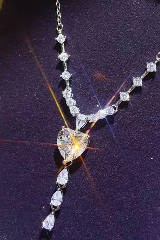 3 Carat Moissanite 925 Sterling Silver Drop Necklace - Tredona LLC