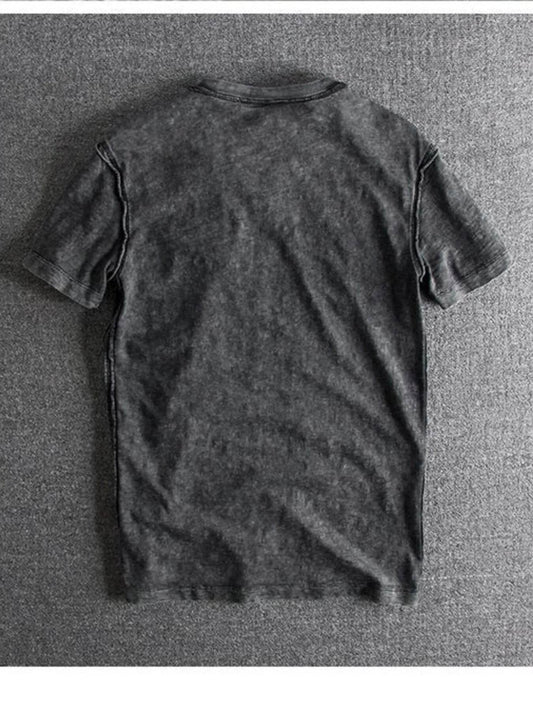 Men's Letter Round Neck Short Sleeve T-Shirt - Tredona LLC