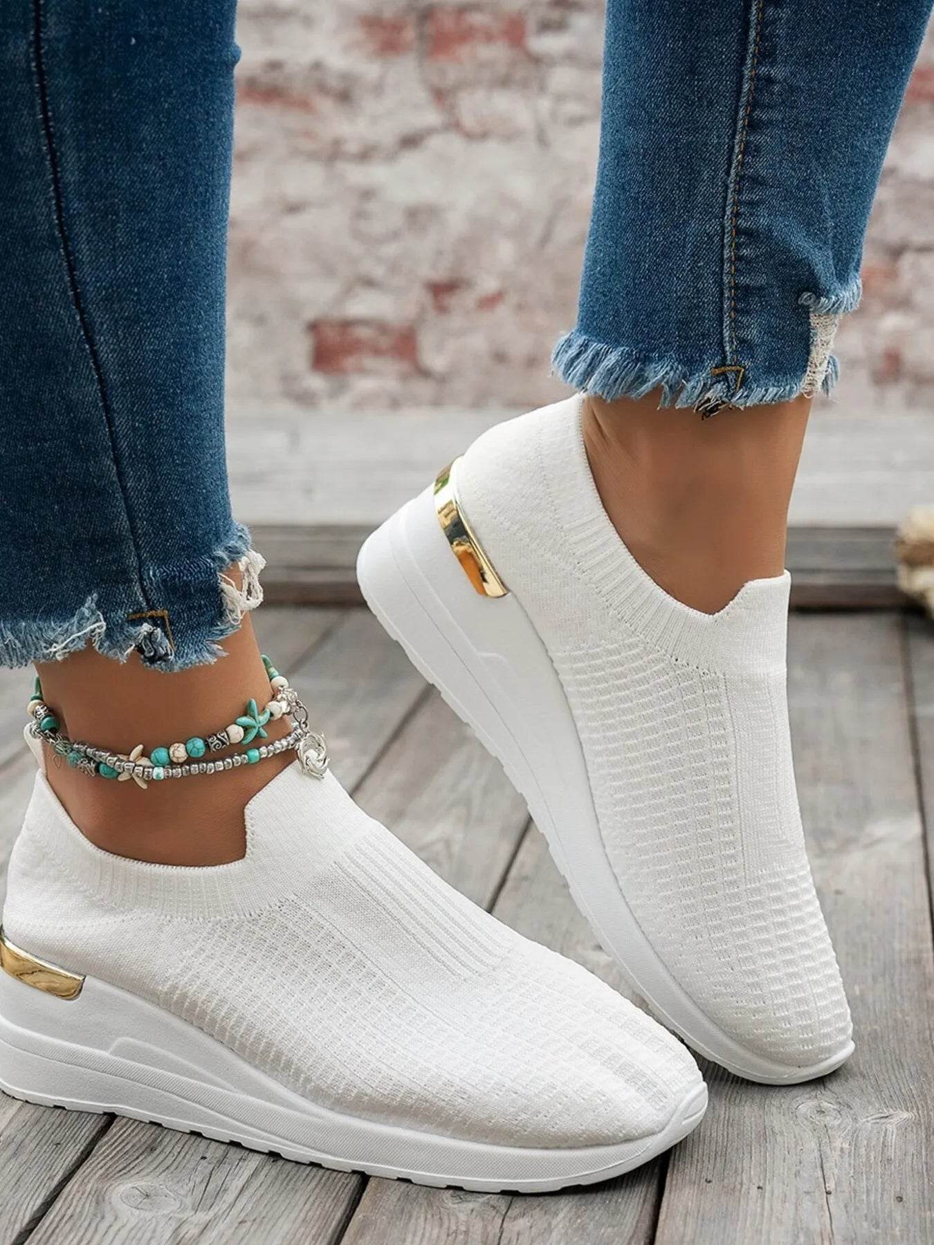 Round Toe Wedge Sneakers - Tredona LLC