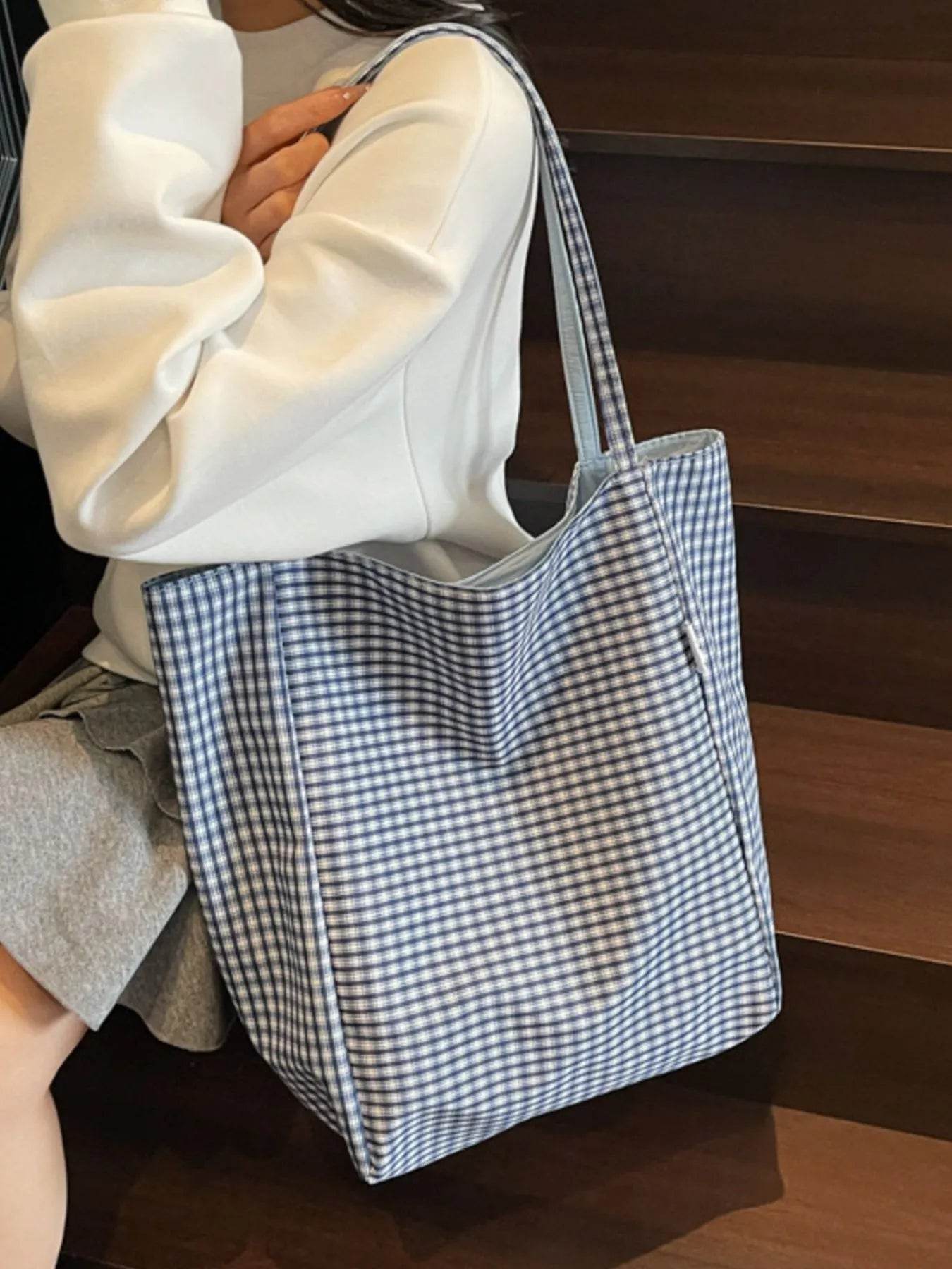 Plaid Pattern Tote Bag - Tredona LLC