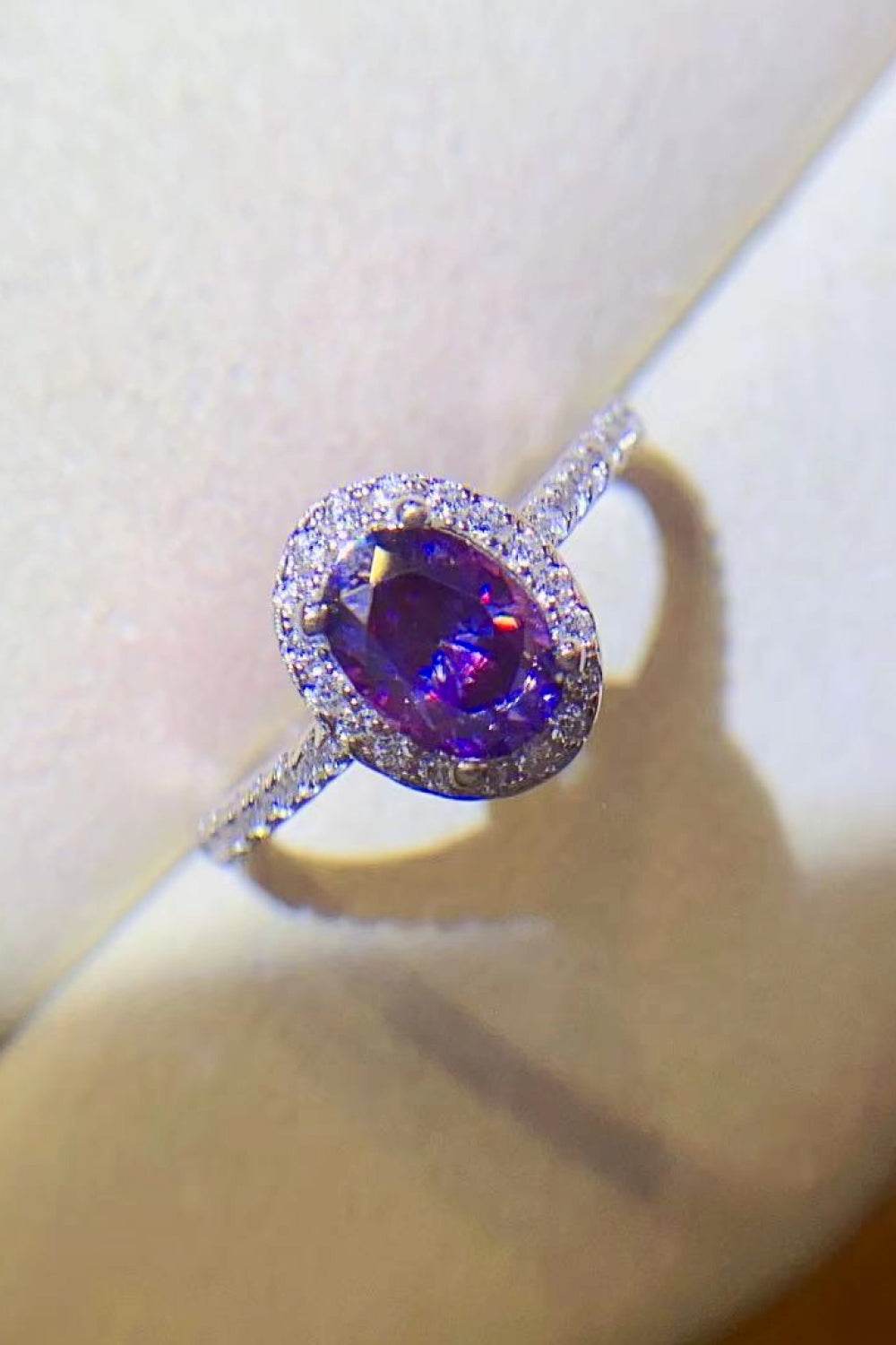 925 Sterling Silver 1 Carat Purple Moissanite Ring - Tredona LLC