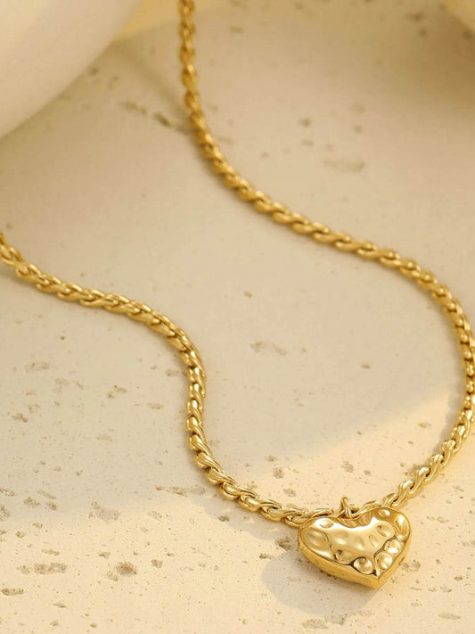 18K Gold-Plated Stainless Steel Heart Pendant Necklace - Tredona LLC