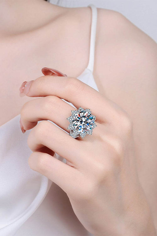 10 Carat Moissanite Flower-Shaped Ring - Tredona LLC