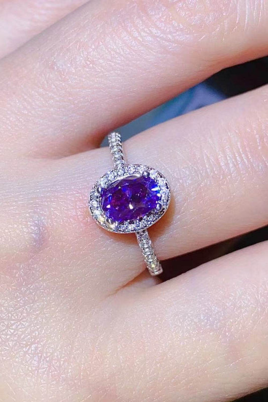 925 Sterling Silver 1 Carat Purple Moissanite Ring - Tredona LLC