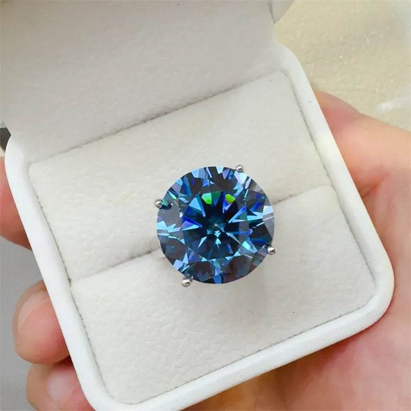10 Carat 925 Sterling Silver Moissanite Ring - Tredona LLC