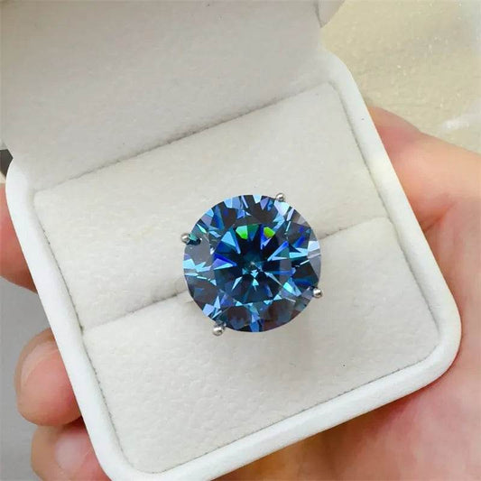 10 Carat 925 Sterling Silver Moissanite Ring - Tredona LLC