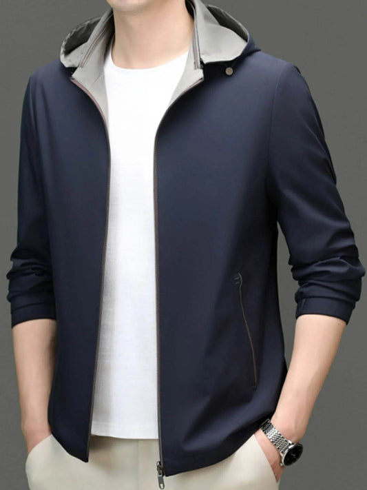 Men's Plus Size Zip Up Long Sleeve Hooded Jacket - Tredona LLC
