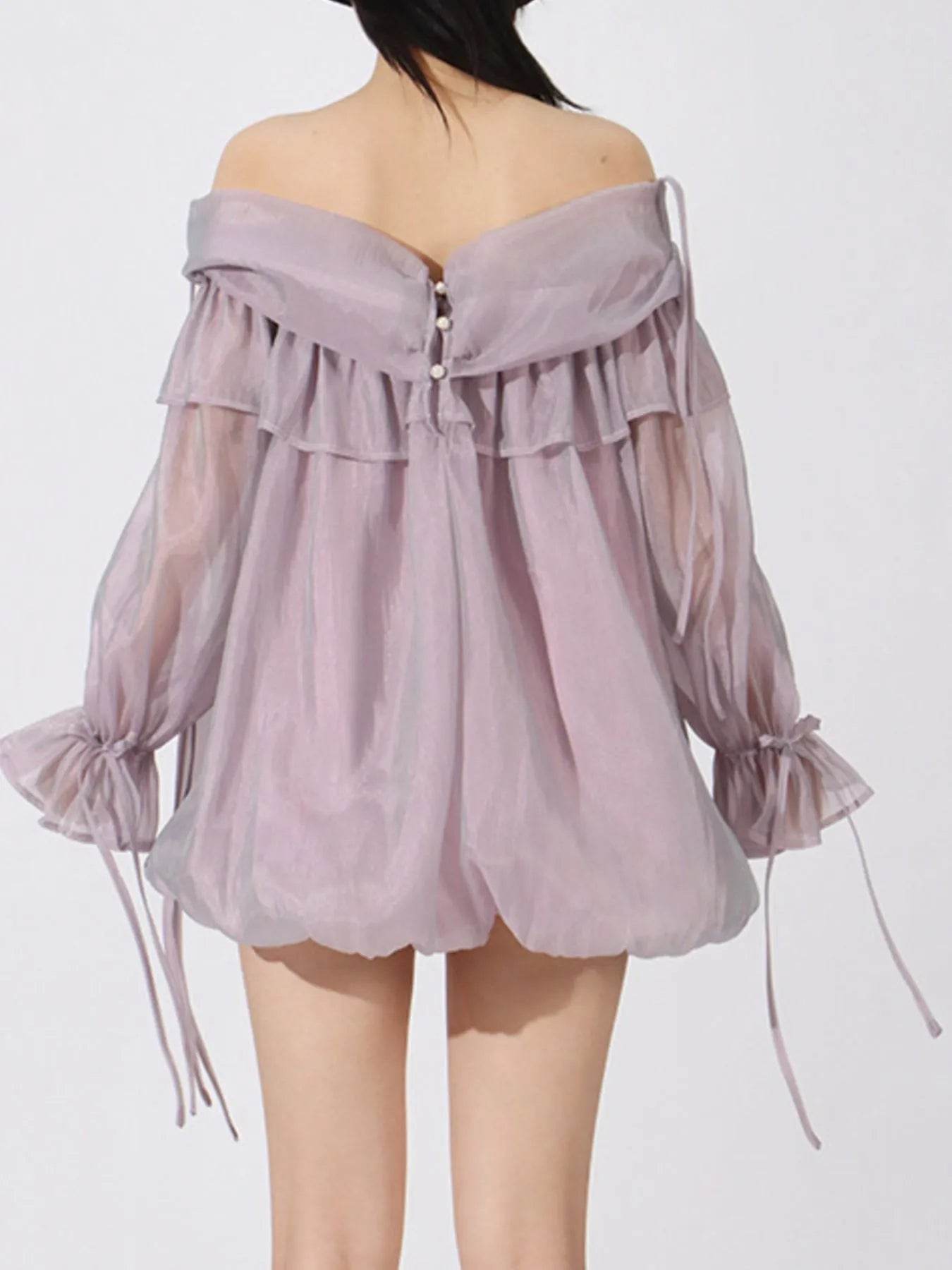 Ruffled Off-Shoulder Flounce Sleeve Blouse - Tredona LLC