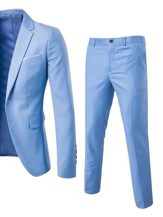 Men's Full Size Slim Fit One Button Top and Pants Two-Piece Blazer Set Plus Size - Tredona LLC