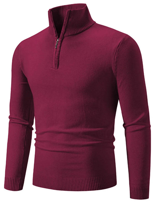 Men's Plus Size Quarter-Zip Turtleneck Sweater - Tredona LLC