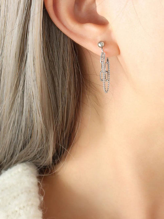 Titanium Steel Double Chain Earrings - Tredona LLC
