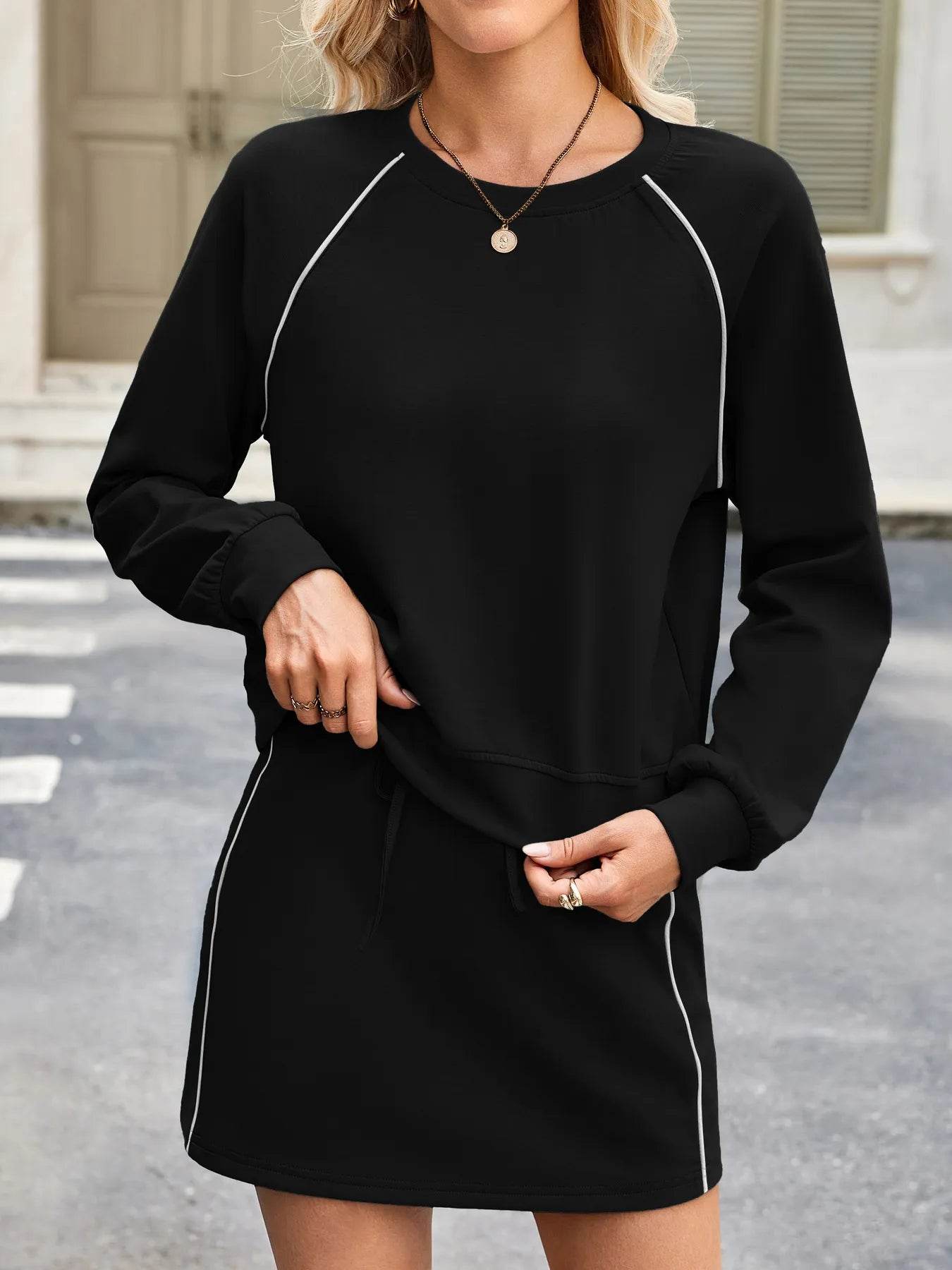 Round Neck Raglan Sleeve Top and Skort Set - Tredona LLC