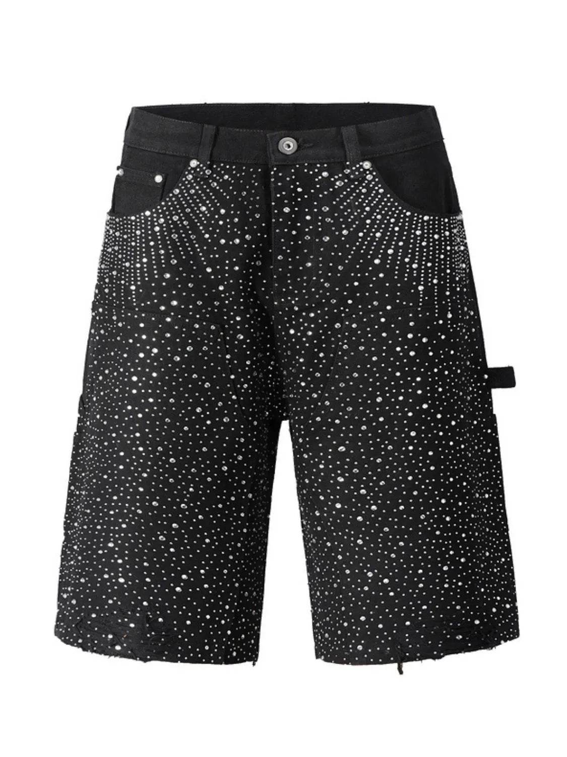 Men's Rhinestone Shorts with Pockets - Tredona LLC