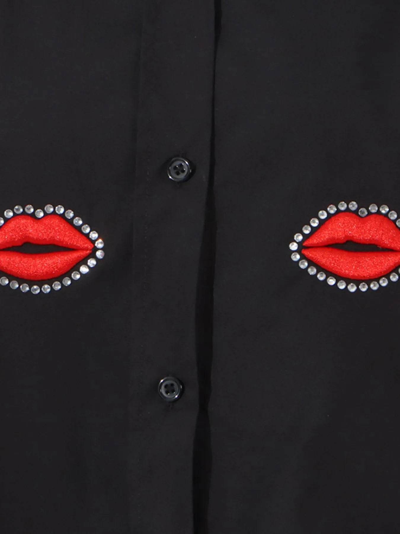 Lips Button Up Long Sleeve Shirt - Tredona LLC