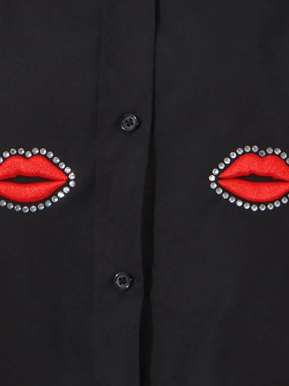 Lips Button Up Long Sleeve Shirt - Tredona LLC