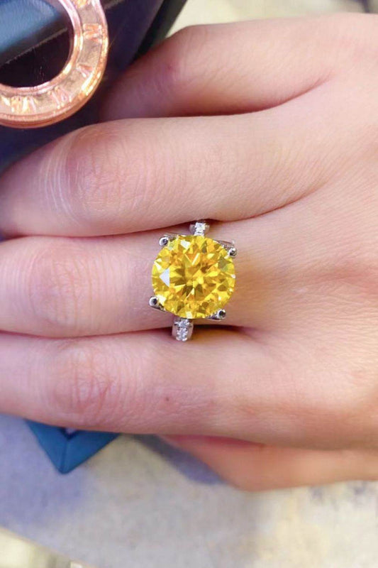 5 Carat Moissanite 925 Sterling Silver Ring in Banana Yellow - Tredona LLC