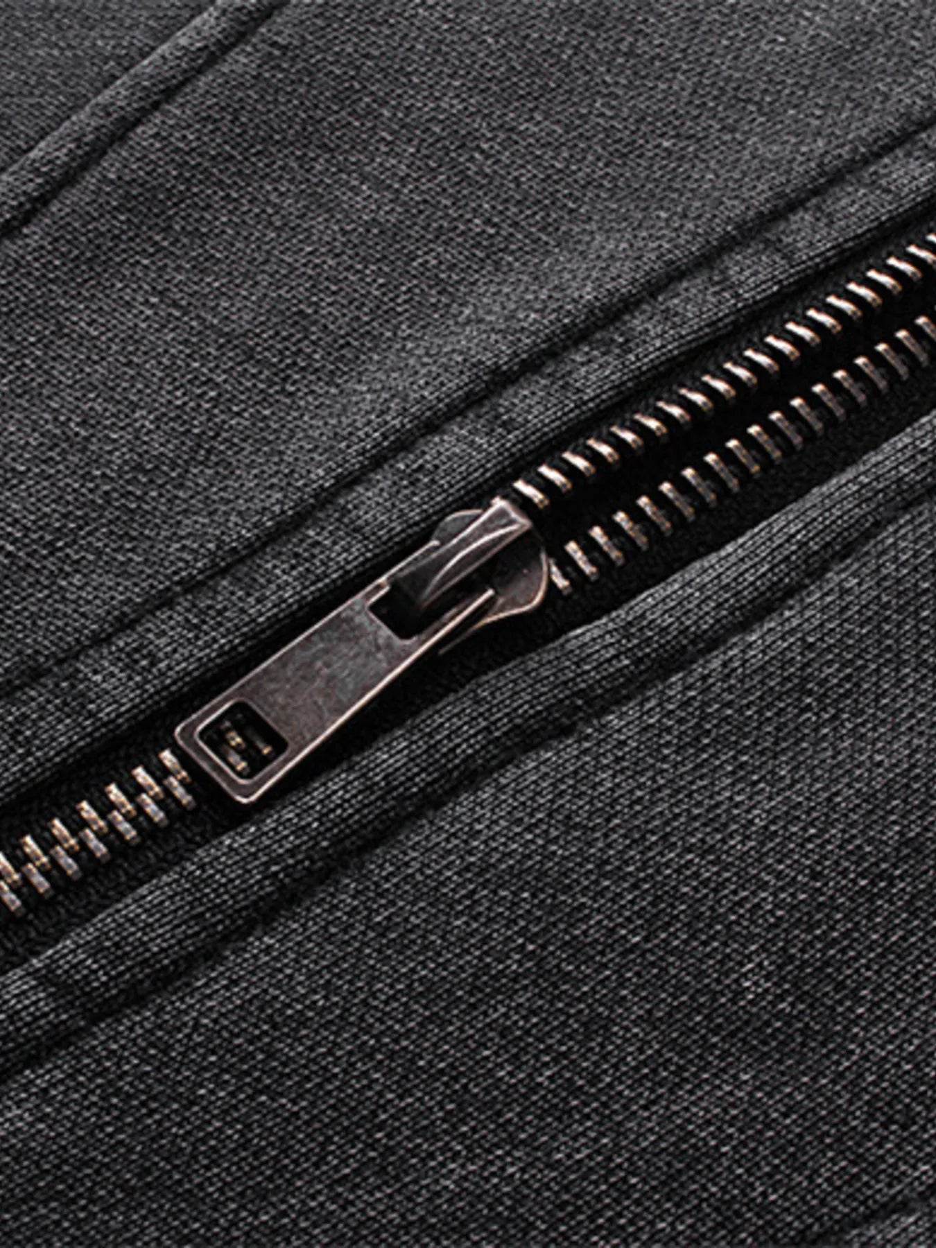 Men's Washed Zip Up Long Sleeve Hooded Jacket - Tredona LLC
