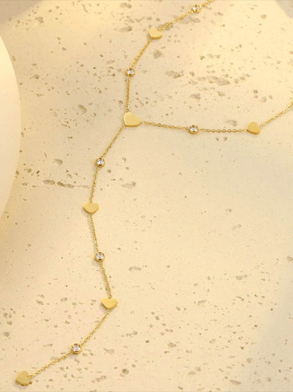18K Gold-Plated Heart Zircon Necklace - Tredona LLC