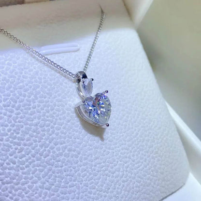 2 Carat Moissanite 925 Sterling Silver Heart Pendant Necklace - Tredona LLC