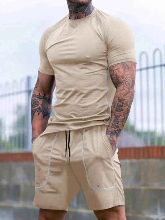 Men's Full Size Round Neck Short Sleeve T-Shirt and Shorts Set Plus Size - Tredona LLC