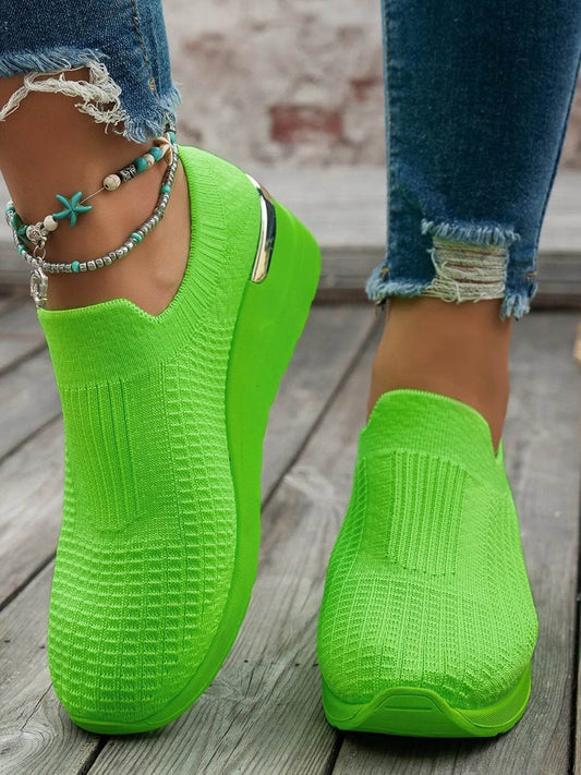 Round Toe Wedge Sneakers - Tredona LLC