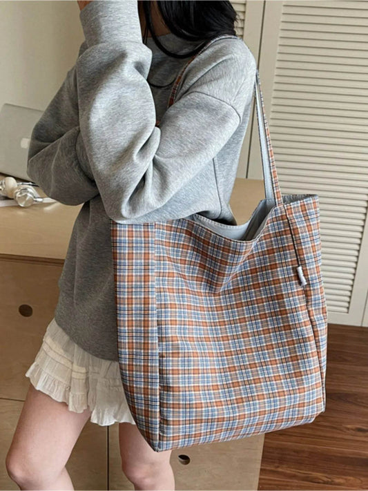 Plaid Pattern Tote Bag - Tredona LLC
