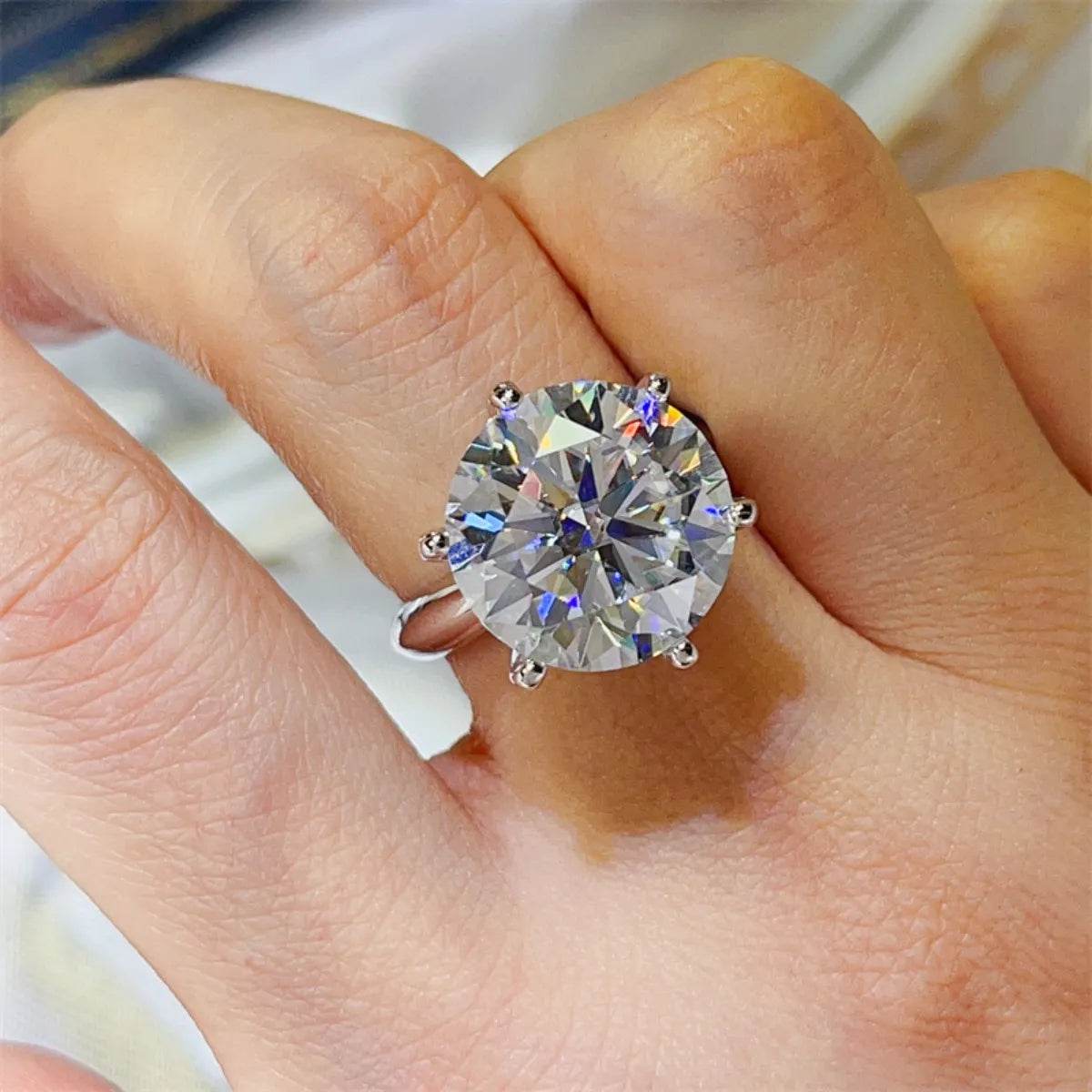 10 Carat Moissanite 925 Sterling Silver Ring - Tredona LLC