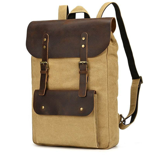 New Canvas Leather Large Capacity Backpack - Tredona LLC