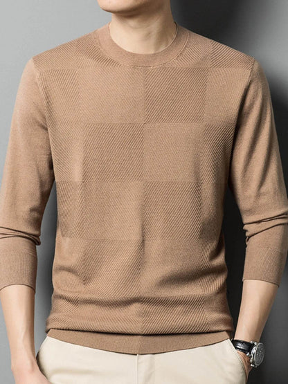 Men's Plus Size Round Neck Long Sleeve Sweater - Tredona LLC