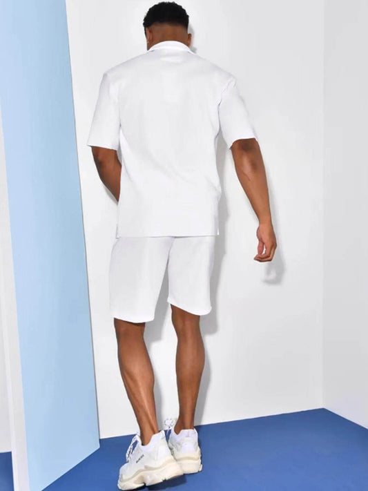 Men's Full Size Casual Short Sleeve Shirt and Shorts Matching Set Plus Size - Tredona LLC