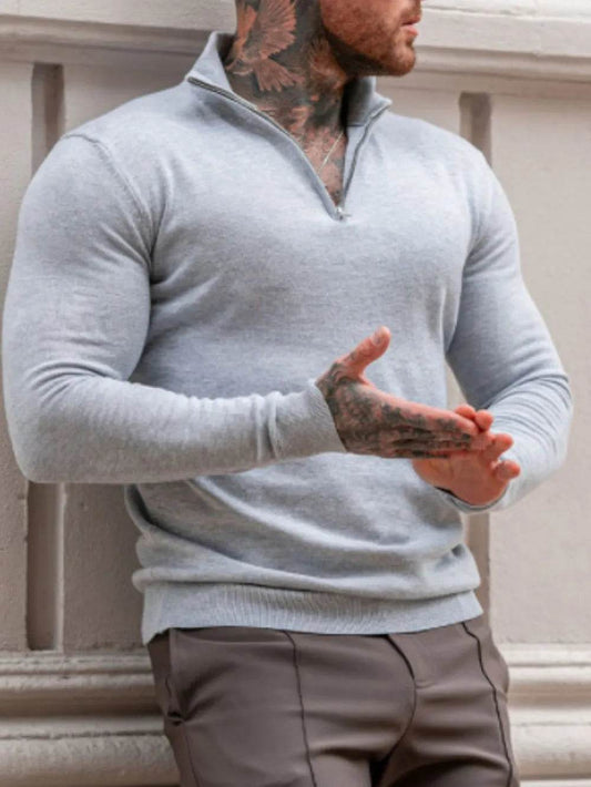 Men's Plus Size Quarter Zip Long Sleeve Sweater - Tredona LLC