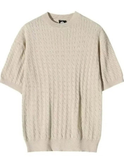 Men's Full Size Round Neck Short Sleeve Knit Top Plus Size - Tredona LLC